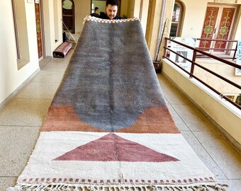 AMAZING MOROCCAN RUG, Soft Beni Ourain Rug, High-Quality Moroccan Wool Rug, Gray & White Rug, Custom Size Area Rug, Handmade Berber Carpet