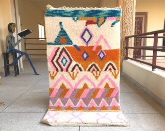 MAGNIFICENT MOROCCAN RUG, Custom Beni Ourain Rug, Multicolor Berber Rug, High-Quality Wool, Luxuriously Soft and Resilient Area Rug