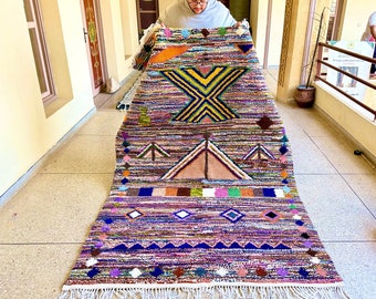 STYLISH HANDMADE CARPET, Moroccan Colorful Rug 7x4, Beniourain Multicolor Rug, Handwoven Area Rug, Patchwork Wool Rug, Berber Rug.
