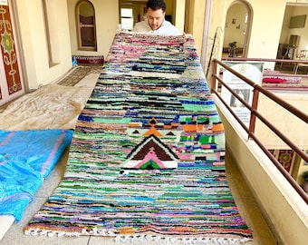 SHAGGY BOHEMIAN CARPET, Moroccan Handmade Rug 7x5, Berber Rug, Beniourain Rug Colorful Rug Handwoven Sheep Wool Rug, Abstract Rug, Area Rug.