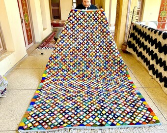 CHECKERED Beni Ourain Rug, Tribal Area Rug, Woven Rug, Multicolored Rug, Custom Moroccan Rug, Living Room Decor, Multicolor Checkered Rug