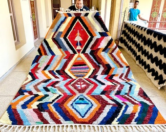 Multicolor Moroccan Rug – Geometric Beni Ourain Carpet – Custom Handmade Wool Area Rug for Bohemian & Eclectic Home Decor