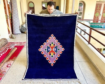 CHARMING MOROCCAN RUG, Personalized Carpet, Berber Rug, Beniourain Dark Purple Berber Rug, Handmade Rug, Purple Wool Rug, Handwoven Area Rug