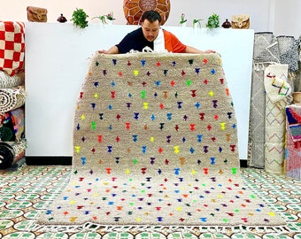Moroccan rugs 7x5 Beni Ourain Rug, Berber carpet, handmade gift rug, art design bohemian rug, Multi color rug, (ready to shipping)
