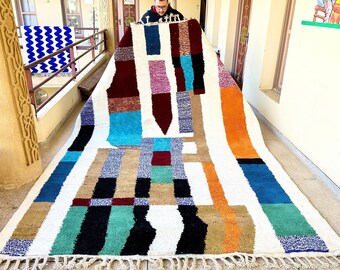 Soft Moroccan Rug, Beni Ourain Abstract Wool Area Rug, Custom Handwoven Area Rug, Contemporary Bohemian Berber Dining Room Rug