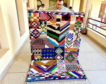 STYLISH HANDMADE CARPET, Moroccan Colorful Rug 7x4, Beniourain Multicolor Rug, Handwoven Area Rug, Patchwork Wool Rug, Berber Rug.