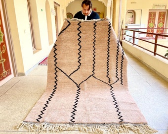 BENI OURAIN RUG, Striped Moroccan Rug, Artisan Made Wool Rug, Beautifully Crafted Area Rug, Brown & Black Berber Carpet, Modern Interiors