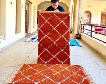 STUNNING BENI OURAIN Rug, Custom Carpet, Moroccan Rug, Sheep Wool Rug, Brown Rug, Berber Rug, Geometric Rug, Handwoven Rug, Unique Area Rug