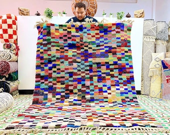 Moroccan rugs 7x5 Beni Ourain Rug, Berber carpet, handmade gift rug, art design bohemian rug, Multi color rug,  (ready to shipping)