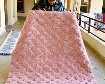 Pink Moroccan rug Custom Size - Checkered Carpet with Pink squares - Handmade beni ourain berber area rug for living room decor