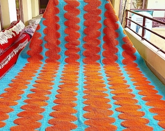Beni ourain rug, Striped Moroccan rug, Orange and Yellow Area Carpet, Genuine Wool Rug, Handmade Rug, Beni ourain Style, Berber Rug