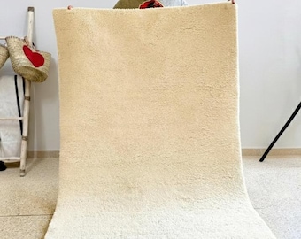 Moroccan rug ivory - Solid creamy rug - Plain cream rug - Wool berber rug - Beni ourain rug - Custom rug - Handmade rug - Moroccan area rug