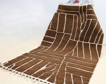 Beni ourain rug, Moroccan rug. Abstract Brownrug, Custom area rug - Berber rug - Moroccan Brown rug - Custom design rugs - Brown area rug