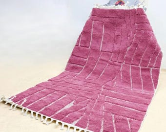 Beni ourain rug, Moroccan rug. Abstract Pink rug, Custom area rug - Berber rug - Moroccan Pink rug - Custom design rugs - Pink area rug