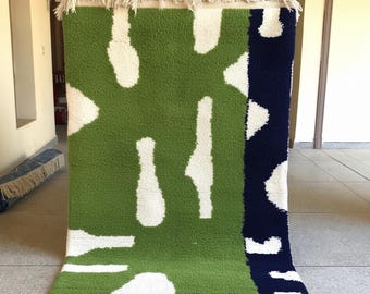 AMAZING GREER RUG, Soft Beni Ourain Rug, High-Quality Moroccan Wool Rug, Abstract Rug, Custom Size Area Rug, Handmade Berber Carpet
