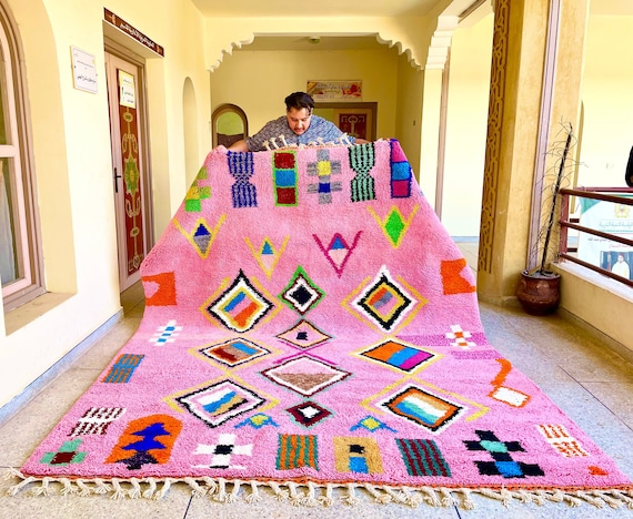 CUTE BENIOURAIN RUG Barbie Pink Rug Custom Moroccan Rug Barbie Pink Rug Geometric Rug Handwoven Rug Azilal Rug Berber Rug Area Rug Etsy