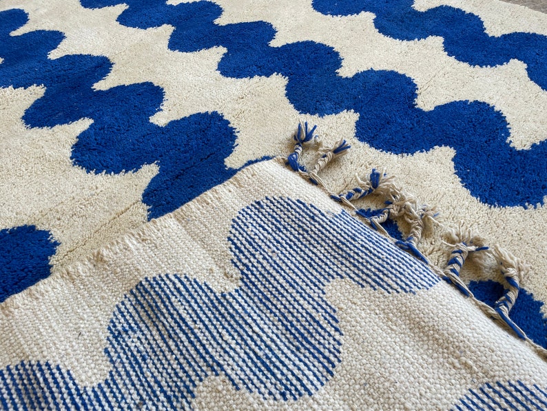 GORGEOUS BENIOURAIN CARPET, Moroccan Handmade Rug, Blue Rug, Living Room Rug, Handmade Wool Carpet, Azilal Berber Rug, Handwoven Rug image 9