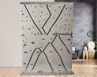 Custom Made Azilal Moroccan rug, handmade carpet, Authentic Beni Ourain rug, Berber area rug, Tapis Berbère, Wool rug, large area rug