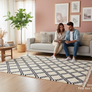 SOFT Moroccan Rug, Beni Ourain rug, Black And White Rug, Handmade Rug, Custom Moroccan rug, Berber Rug, Handwoven Wool Rug, Living Room Rug image 2