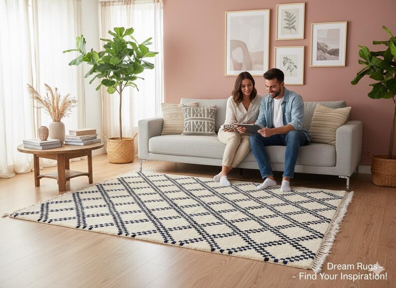 SOFT Moroccan Rug, Beni Ourain rug, Black And White Rug, Handmade Rug, Custom Moroccan rug, Berber Rug, Handwoven Wool Rug, Living Room Rug image 2