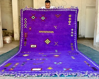 Abstract Purple Moroccan rug, Beni ourain rug, Berber rug, 10x6 FT, Area rug, Rugs for living room, Home Gift.