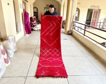 UNIQUE MOROCCAN RUG Runner -Handmade Boujaad Rug -Azilal Rug Runner -Moroccan Custom Rug runner -Authentic Dotted Runner Rug - Unique Rug