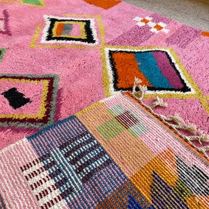 CUTE BENIOURAIN RUG, Barbie Pink Rug, Custom Moroccan Rug , Barbie Pink Rug, Geometric Rug, Handwoven Rug, Azilal Rug, Berber Rug, Area Rug image 8