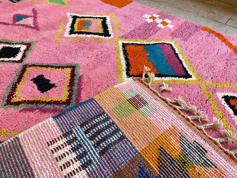 CUTE BENIOURAIN RUG, Barbie Pink Rug, Custom Moroccan Rug , Barbie Pink Rug, Geometric Rug, Handwoven Rug, Azilal Rug, Berber Rug, Area Rug image 8