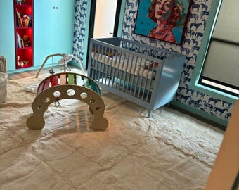 Amazing Checkered Rug, Minimalist White Beni Ourain Wool Carpet, Handmade Natural Sheep Wool Checker Design Rug for Living Room Decor