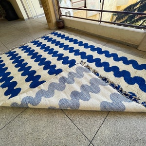 GORGEOUS BENIOURAIN CARPET, Moroccan Handmade Rug, Blue Rug, Living Room Rug, Handmade Wool Carpet, Azilal Berber Rug, Handwoven Rug image 8