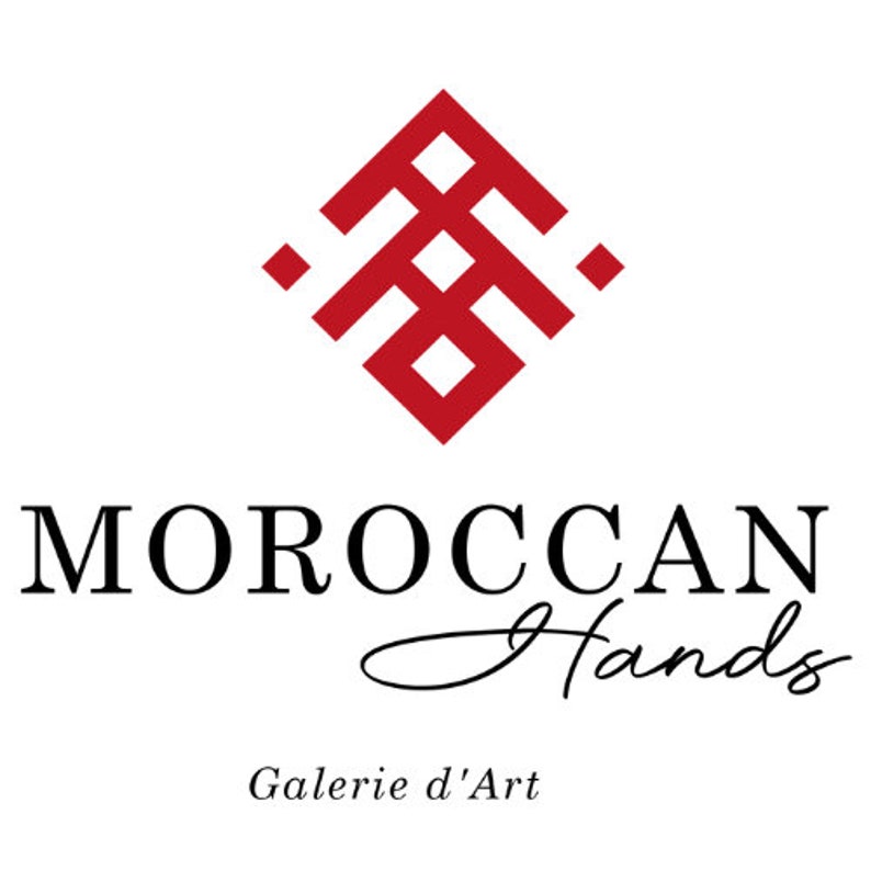 May include: A red geometric logo with the text "MOROCCAN Hands Galerie d'Art"
