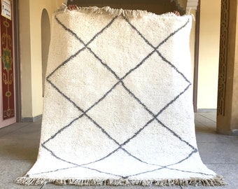 Moroccan rug hand knotted - Beni ourain rug - All wool berber rug - Custom rug - Handmade rug - Genuine lamb wool