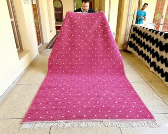 PRETTY BERBER CARPET, Handmade Moroccan Rug, Dotted Beni Ourain Rug, Pink & White Wool Rug, Shaggy Custom Area Rug, Home Depot Rugs