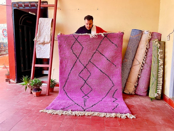 PRETTY BENI OURAIN Rug, Moroccan Handmade Rug, Purple & Black Rug, Abstract Rug, Berber Rug, Handmade Rug, Handwoven Rug, Funky Rug,Wool Rug