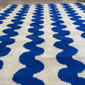 GORGEOUS BENIOURAIN CARPET, Moroccan Handmade Rug, Blue Rug, Living Room Rug, Handmade Wool Carpet, Azilal Berber Rug, Handwoven Rug image 4