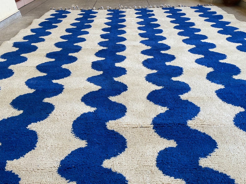 GORGEOUS BENIOURAIN CARPET, Moroccan Handmade Rug, Blue Rug, Living Room Rug, Handmade Wool Carpet, Azilal Berber Rug, Handwoven Rug image 4