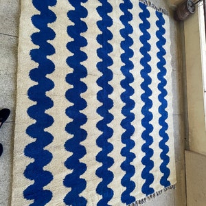 GORGEOUS BENIOURAIN CARPET, Moroccan Handmade Rug, Blue Rug, Living Room Rug, Handmade Wool Carpet, Azilal Berber Rug, Handwoven Rug image 3