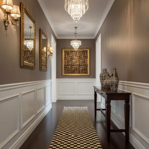 AUTHENTIC CHECKERED RUNNER, Beni Ourain Moroccan Carpet, Ivory and Brown Wool Hallway, Berber Kitchen Carpet, Hand Knotted Entryway Runner. image 4