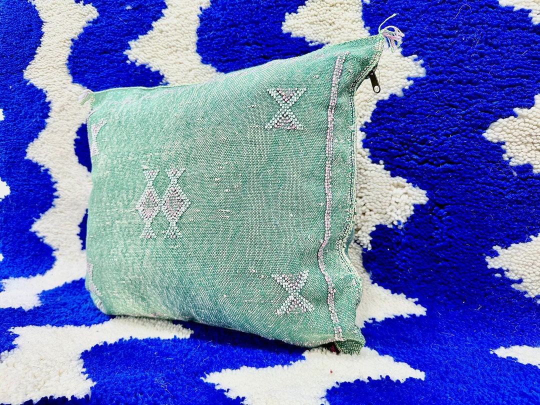 LUXURIOUS GREEN CACTUS Silk Pillow Aka Cactus Silk Pillow Sofa Cushion