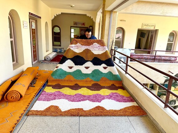 Authentic Moroccan Rug, Custom Abstract Berber Rug, Bohemian Wool Area Rug, Handmade Azilal Boujaad Rug, Sheep Wool Teppich