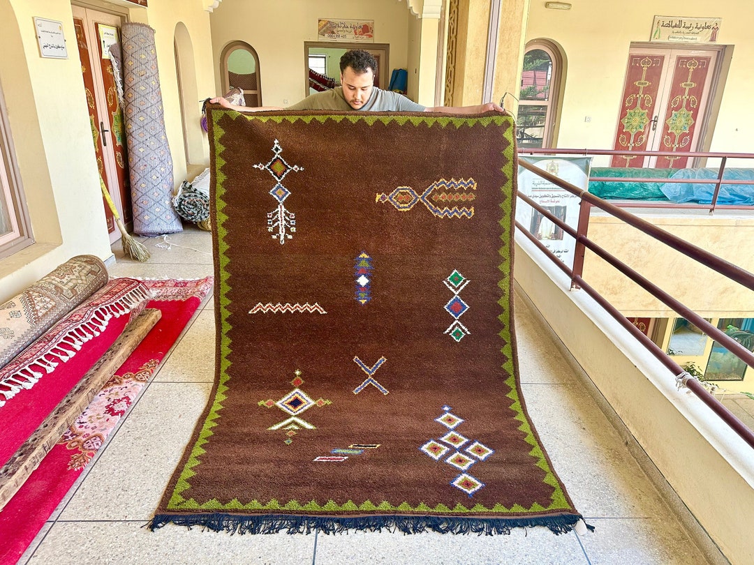 STUNNING BENIOURAIN RUG, Handmade Wool Rug, Moroccan Rug, Abstract Dark