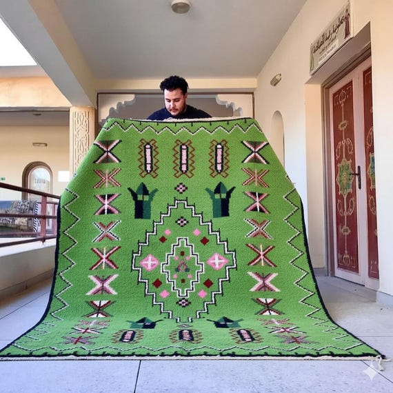 Superbe Tapis Berbère Fait Main – Authentique Déco Marocaine Gris Et Noir