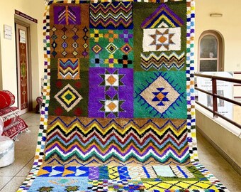 Moroccan Rug - Multicolor Abstract Beni Ourain Wool Carpet - Custom Handmade Area Rug for Bohemian Living Room or Bedroom