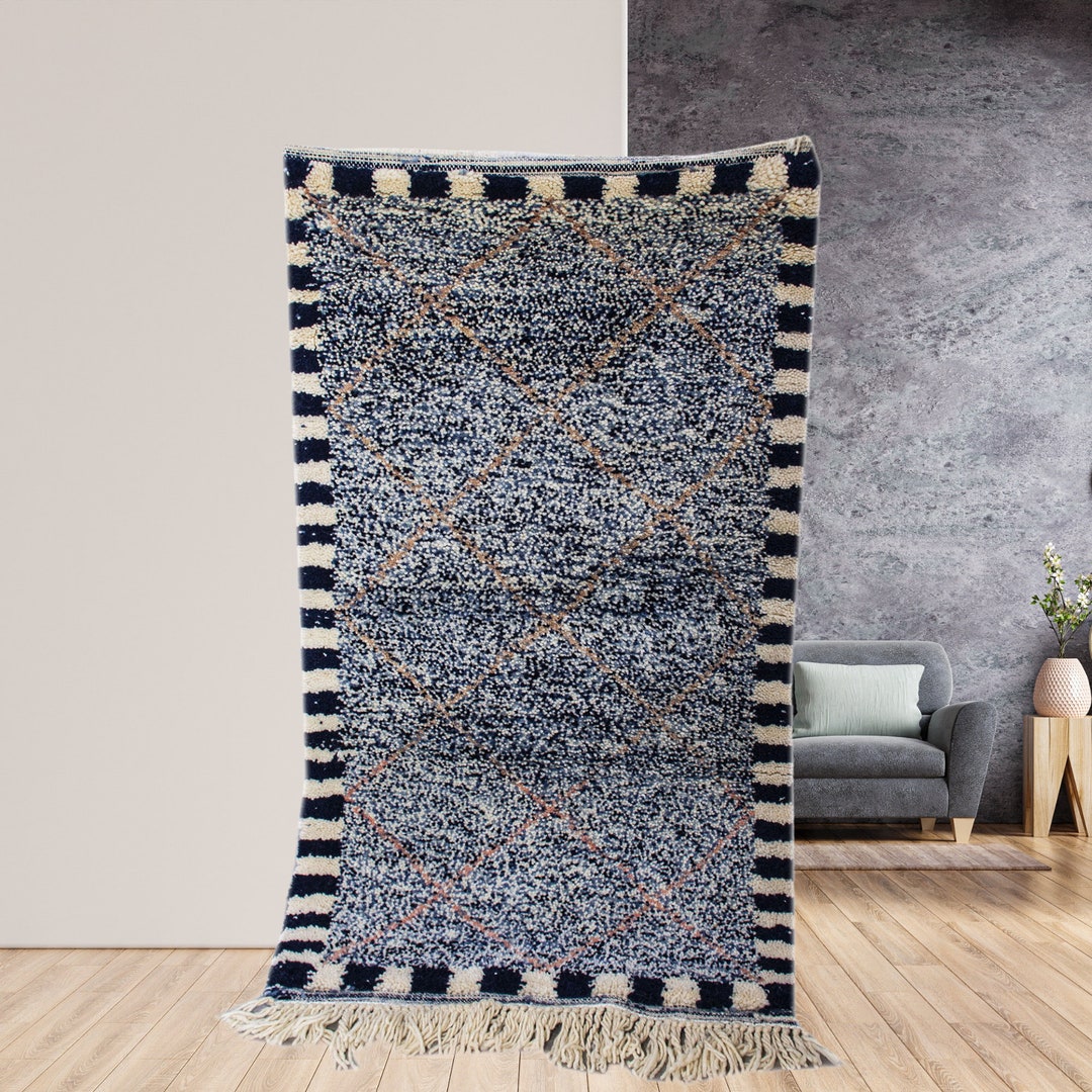 Tapis Berbère Fait Main – Maroc – Laine – Gris – 120x60cm