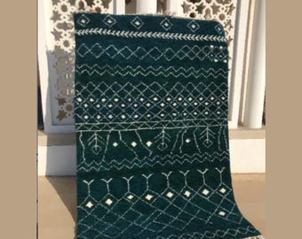 VIBRANT BENIOURAIN RUG, Moroccan Rug, Abstract Rug, Azilal Rug, Green Moroccan Rug, Berber Rug, Handwoven Rug, Handmade Rug, Area Rug