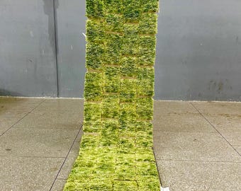 Hand-Tufted Runner - Green Abstract Moroccan Beni Ourain Wool Rug - Custom Hallway Area Runner for Bohemian Home Style