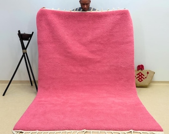 Stunning Moroccan rug -Pink Beni ouraine rug - Solid Wool Berber rug - boujaad rug - Custom rug - Handmade rug - Moroccan area rug