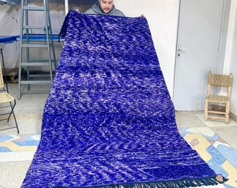 Moroccan Purple Rug – Solid Beni Ourain Wool Carpet – Custom Handwoven Soft Wool Area Rug for Bohemian Living Room or Bedroom Decor