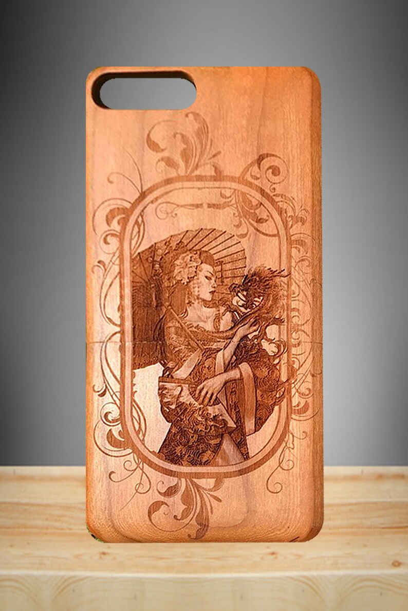Geisha /& Dragon Custom Design Personalized Gift All Wood PC TPU Phone Case iPhone Samsung iPhone 11 X XS..| Galaxy S20 Ultra Pro..