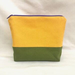 Zipper Pouch/Cosmetic Bag/Makeup Bag/Travel Pouch Essential Pouch in Yellow & Olive Green